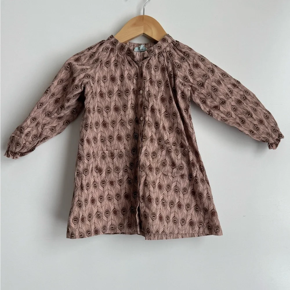 Mini A Ture Girl A line Dress 12 months Heart Peacock 100%‎ Cotton Pockets Lined